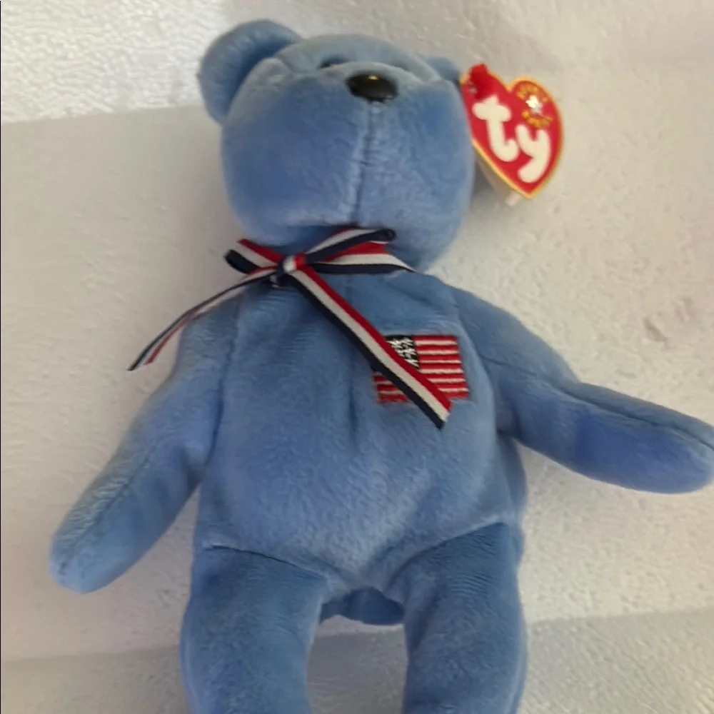 Ty Blue Teddy BearAmerican Flag - Picture 1 of 8